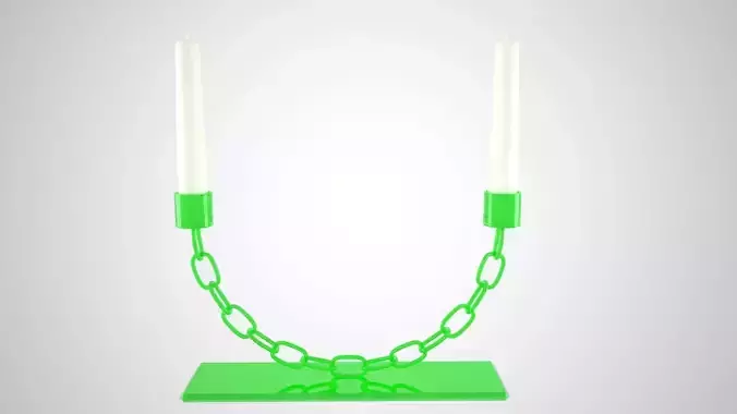 Chain U Candleholder Green Glass Color
