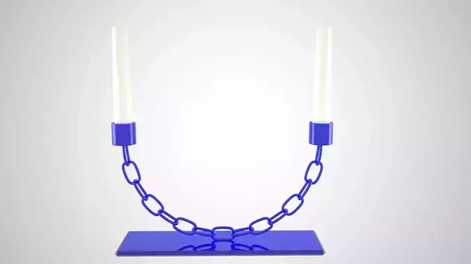 Chain U Candleholder Blue Glass Color