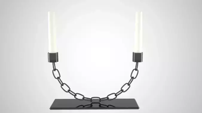 Chain U Candleholder Black Glass Color