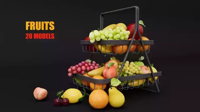 Fruit bowl Low-poly 3D model