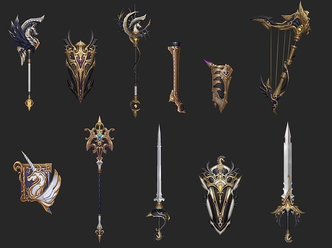 Weapons Pack 02 - Royal Cavalry Weapons Low-poly 3D model