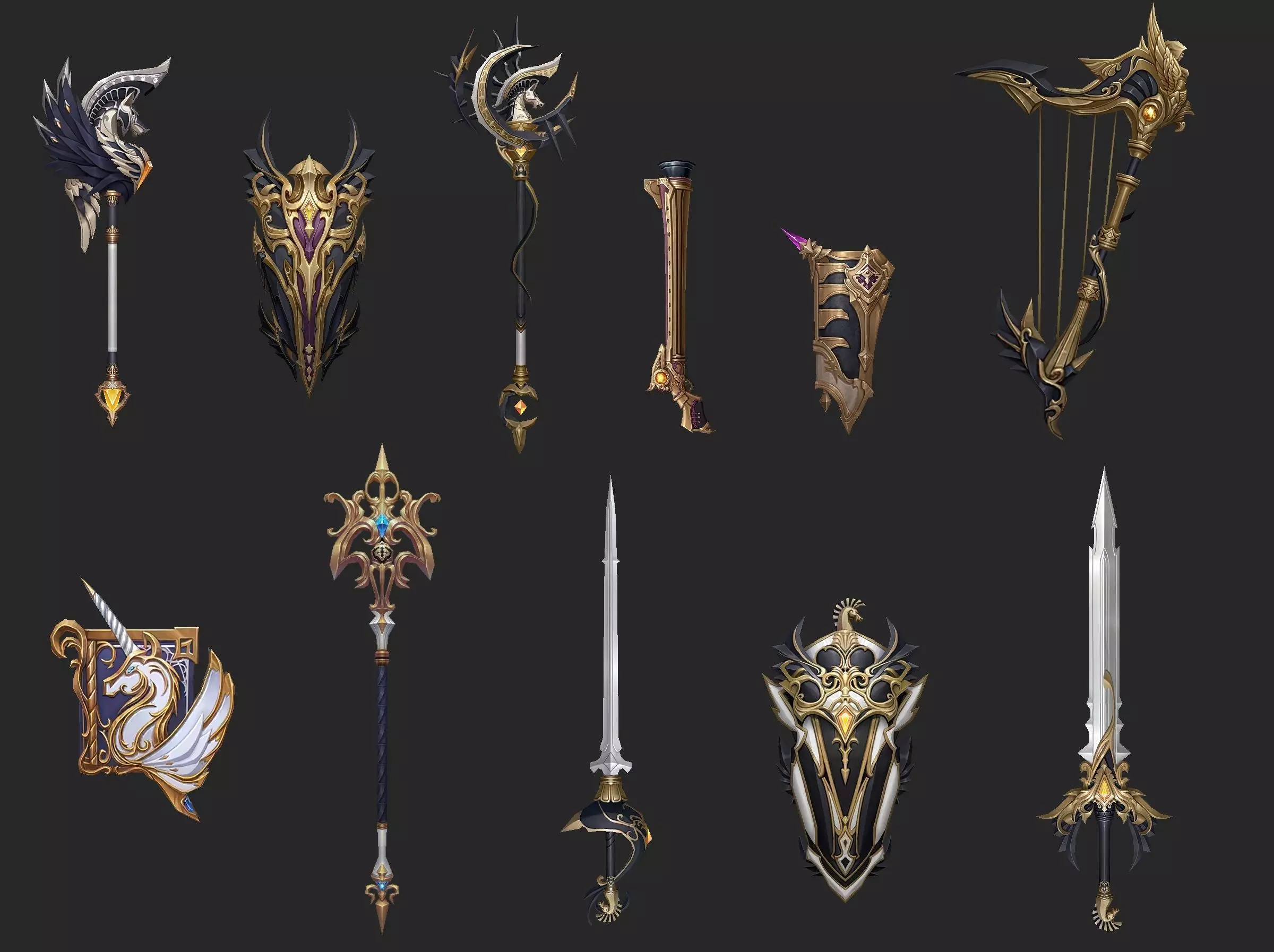 Weapons Pack 02 - Royal Cavalry Weapons Low-poly 3D model_0