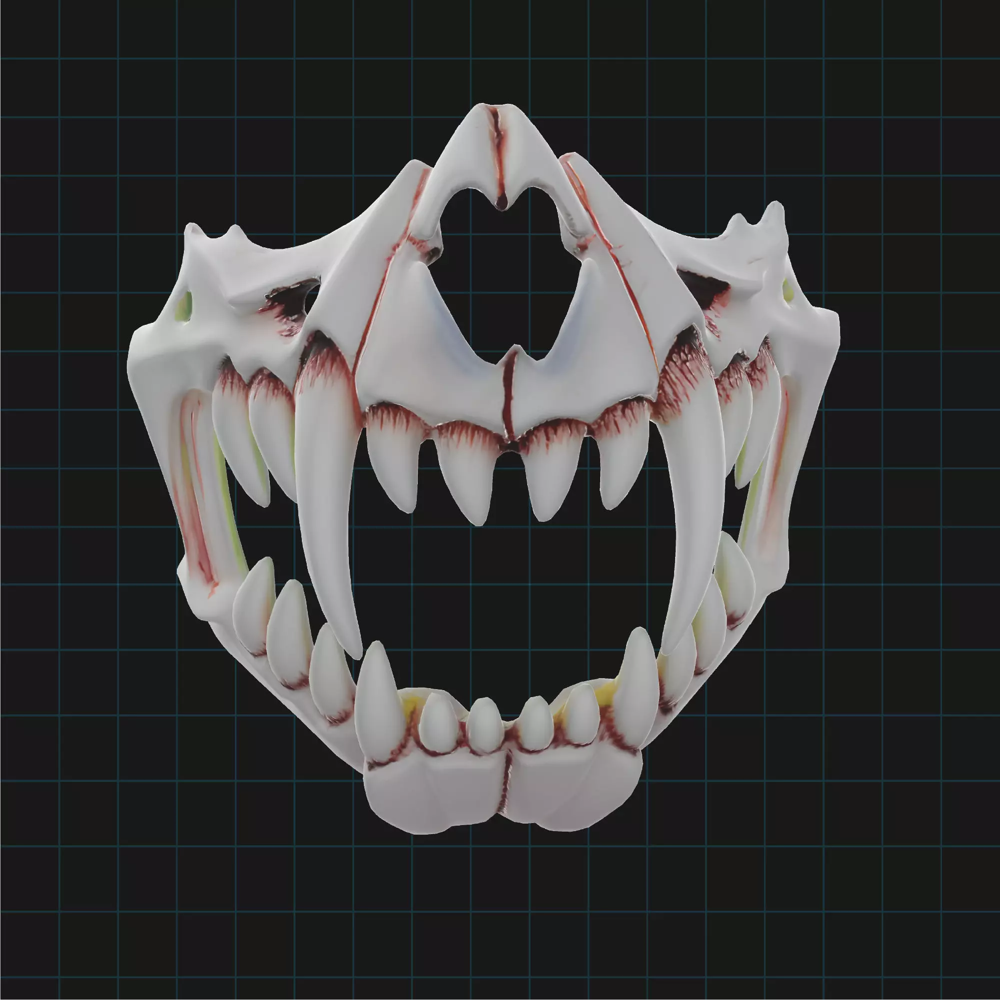 Demon Skull Jaw 3D Model - Horror Monster Teeth Fangs 3D print model