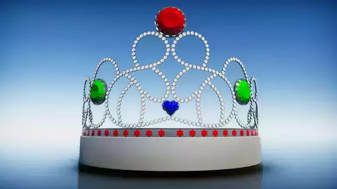 Silver Queen Crown with Diamonds and Jems 
