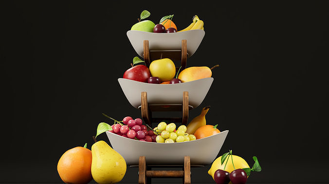 Fruit bowl Low-poly 3D model 7