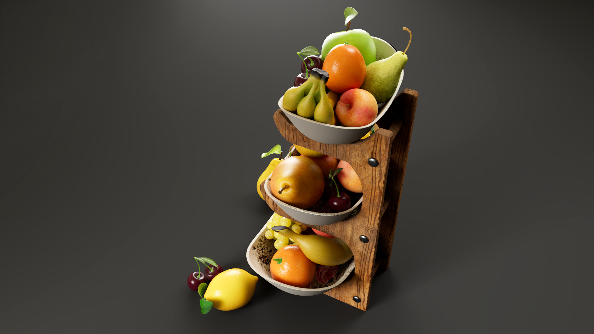 Fruit bowl Low-poly 3D model_5