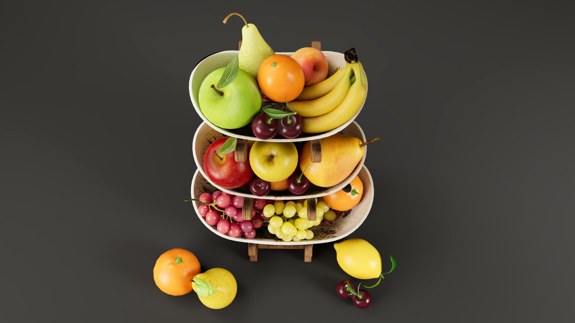 Fruit bowl Low-poly 3D model_3