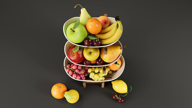 Fruit bowl Low-poly 3D model 4