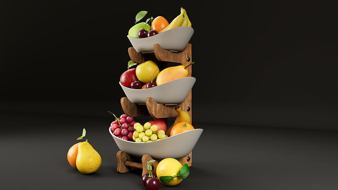 Fruit bowl Low-poly 3D model 3