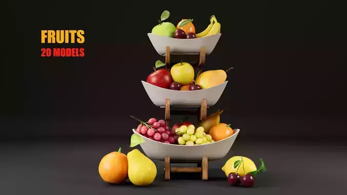 Fruit bowl Low-poly 3D model