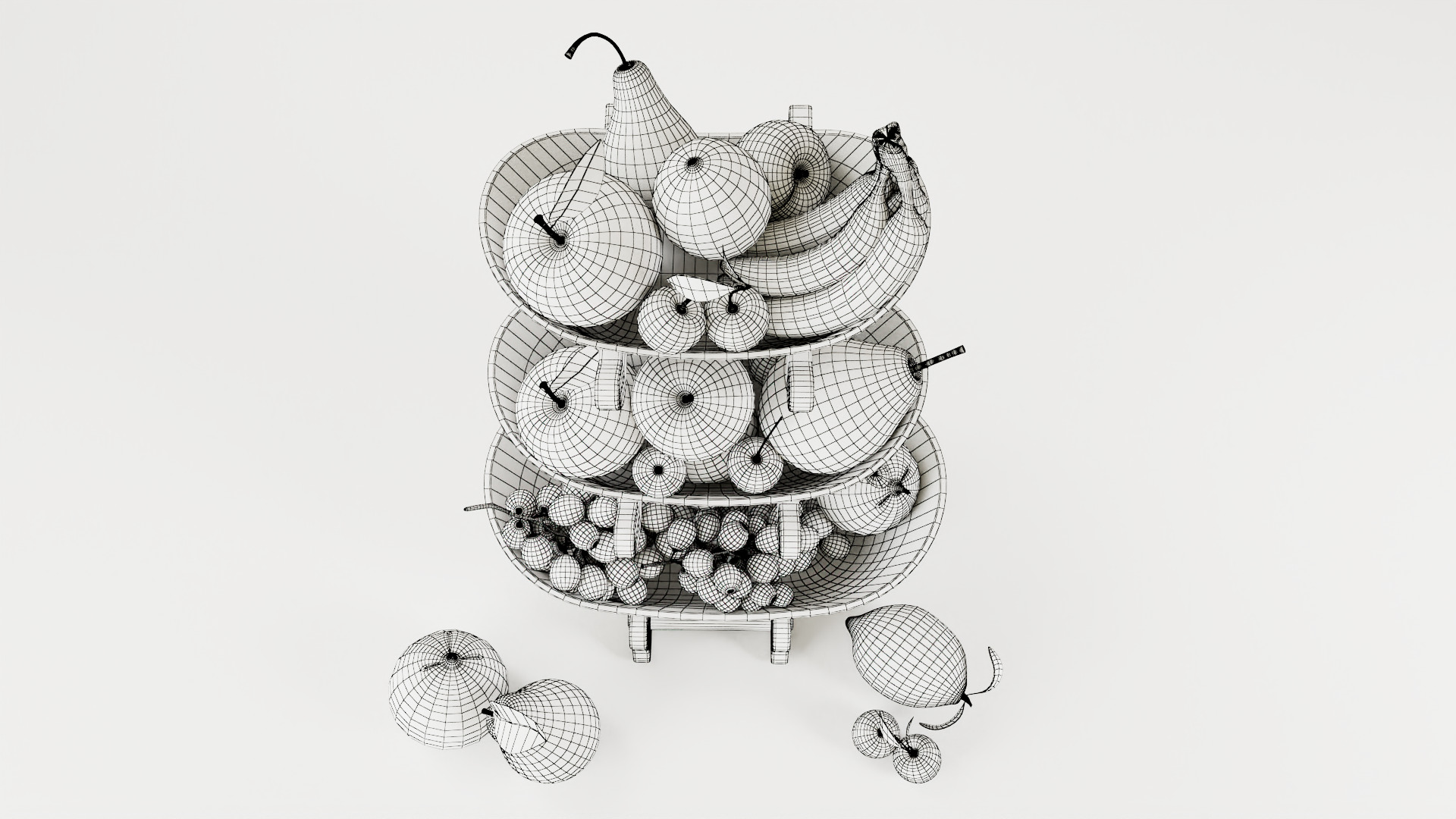 Fruit bowl Low-poly 3D model_8