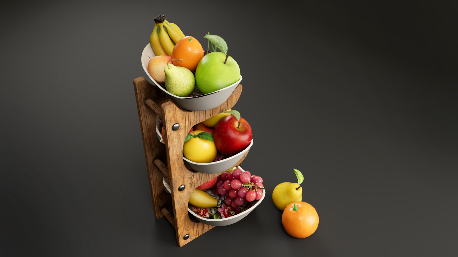 Fruit bowl Low-poly 3D model_4