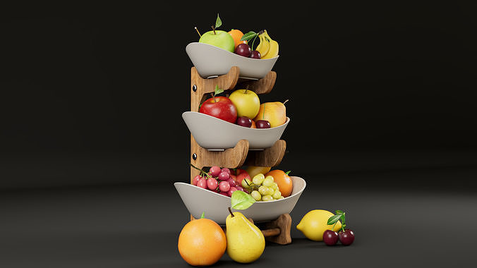 Fruit bowl Low-poly 3D model 2
