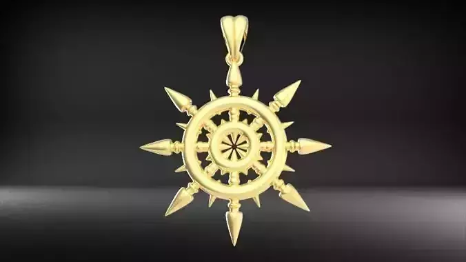 Ship Wheel Pendant necklace charm 3D printable Jewelry 