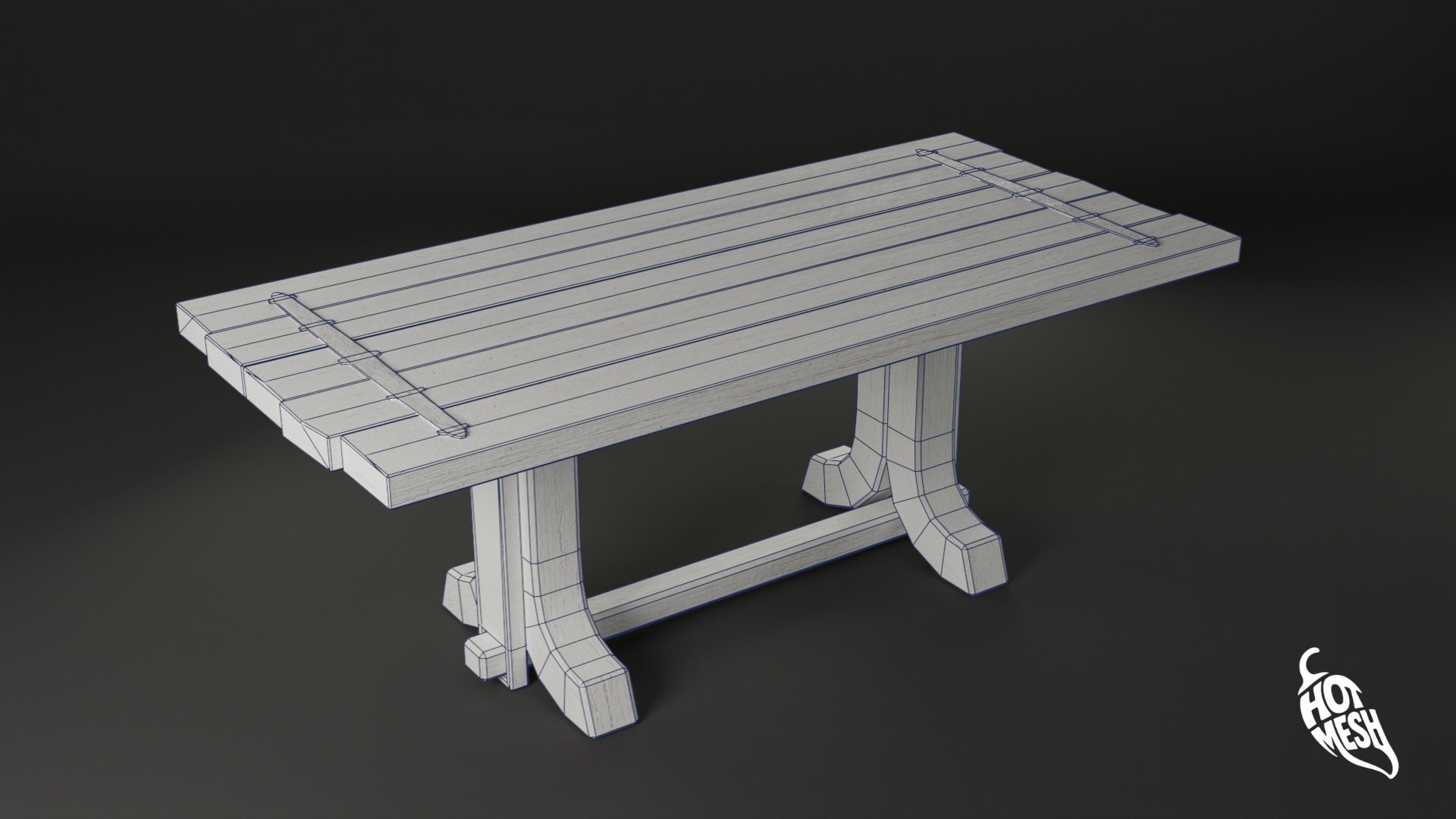 LOW POLY MEDIEVAL TABLE Low-poly 3D model_2