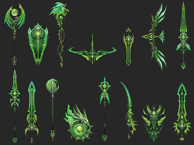 Weapons Pack 06 -  Umbral Eclipse Green Weapons Low-poly 3D model