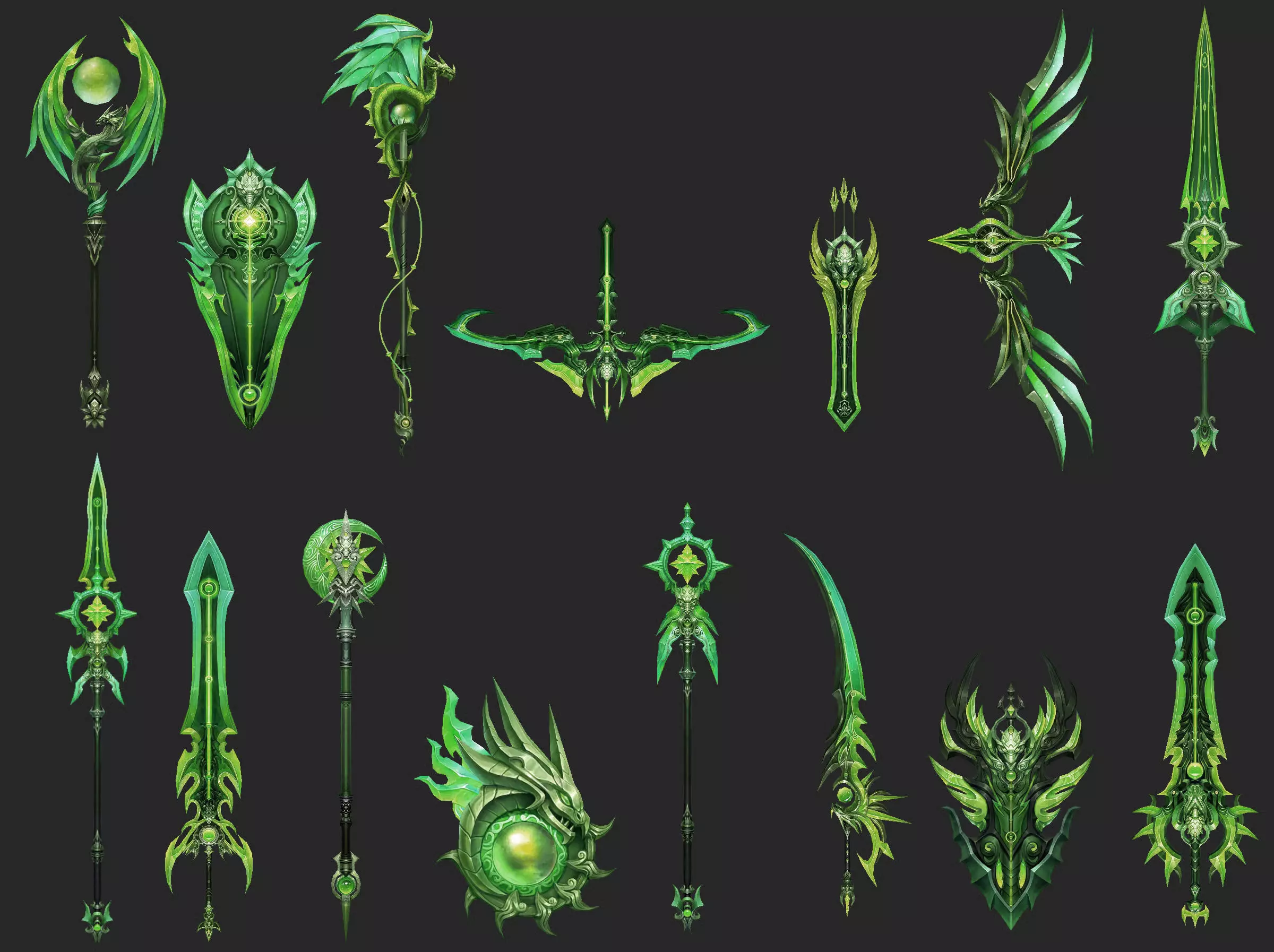 Weapons Pack 06 -  Umbral Eclipse Green Weapons Low-poly 3D model_0