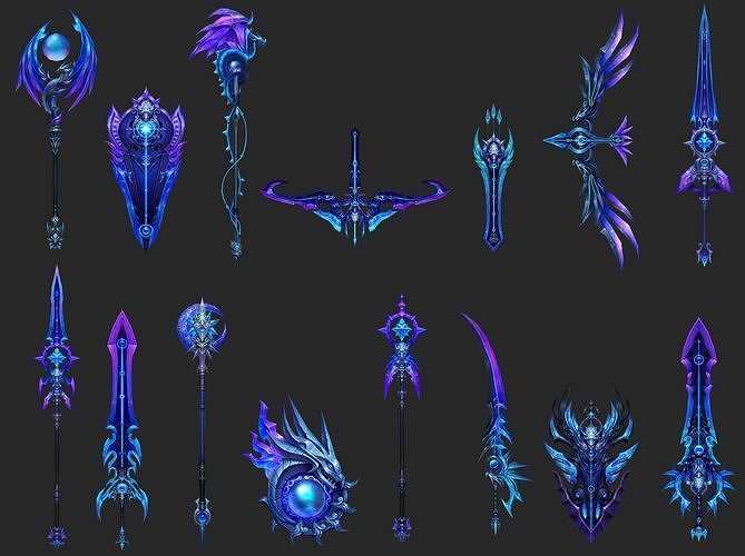 Weapons Pack 05 -  Umbral Eclipse Weapons Low-poly 3D model