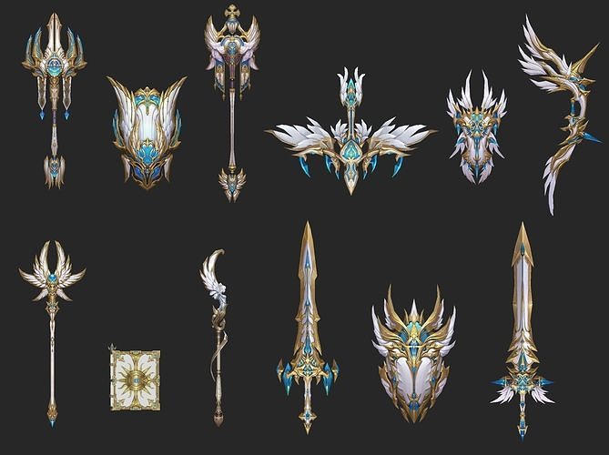Weapons Pack 04 - Aetherian Sanctum Weapons Low-poly 3D model