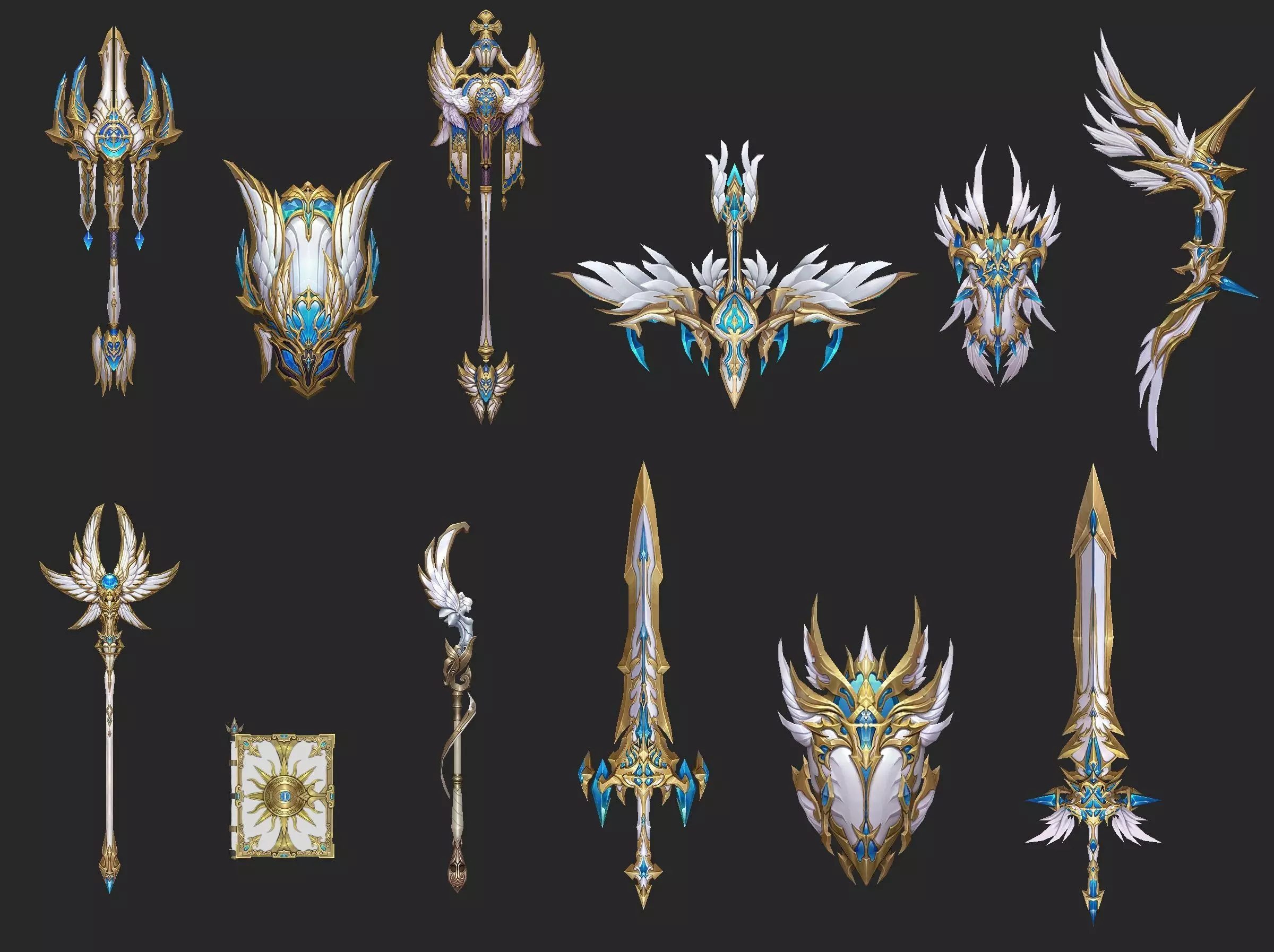 Weapons Pack 04 - Aetherian Sanctum Weapons Low-poly 3D model_0