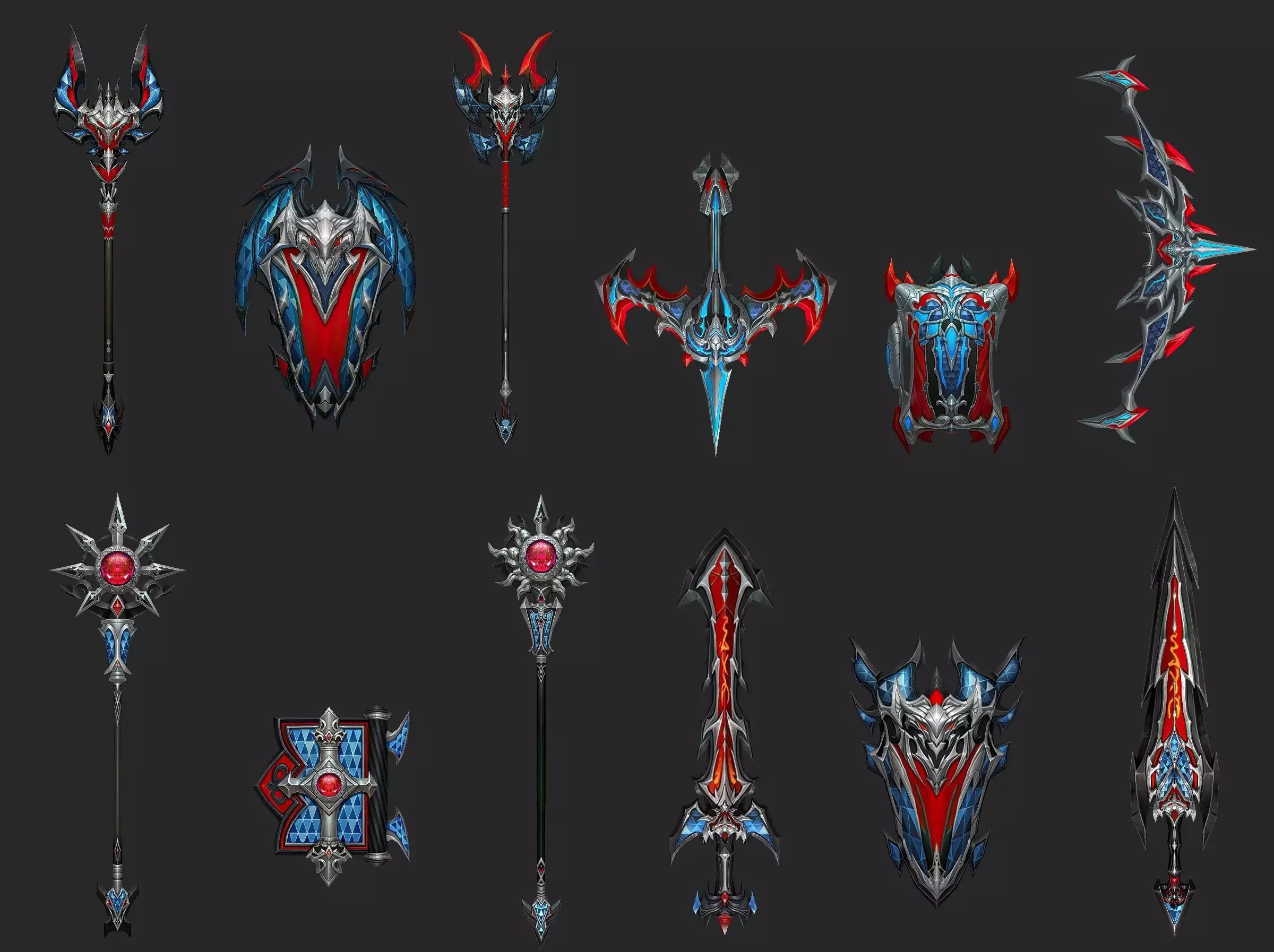 Weapons Pack 03 - Crimson Vortex Weapons Low-poly 3D model_0