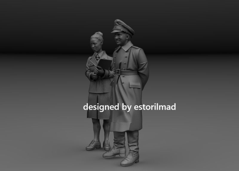 WW2 GERMAN SS OFFICER GENERAL AND SECRETARY 3D print model_2