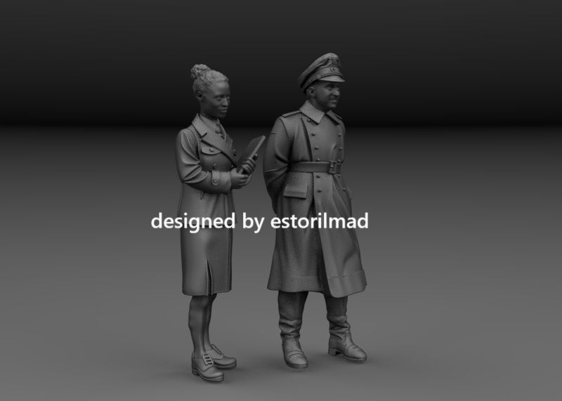 WW2 GERMAN SS OFFICER GENERAL AND SECRETARY 3D print model_1