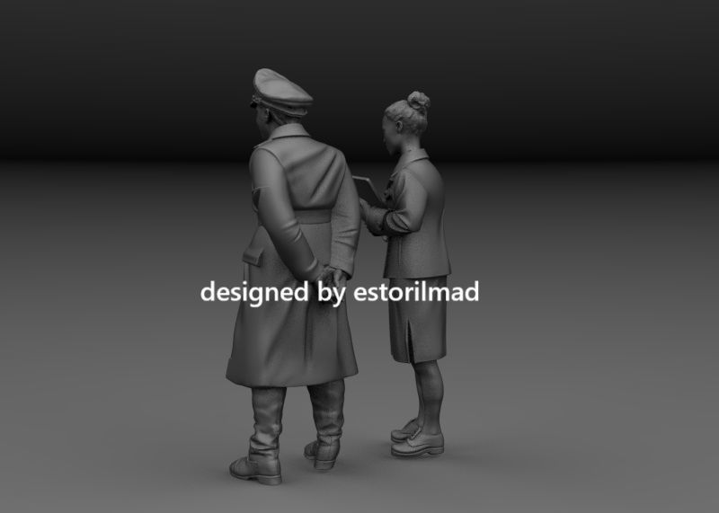 WW2 GERMAN SS OFFICER GENERAL AND SECRETARY 3D print model_3