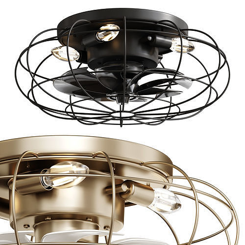 Vintage Iron Remote Control Ceiling Fan light 3D model
