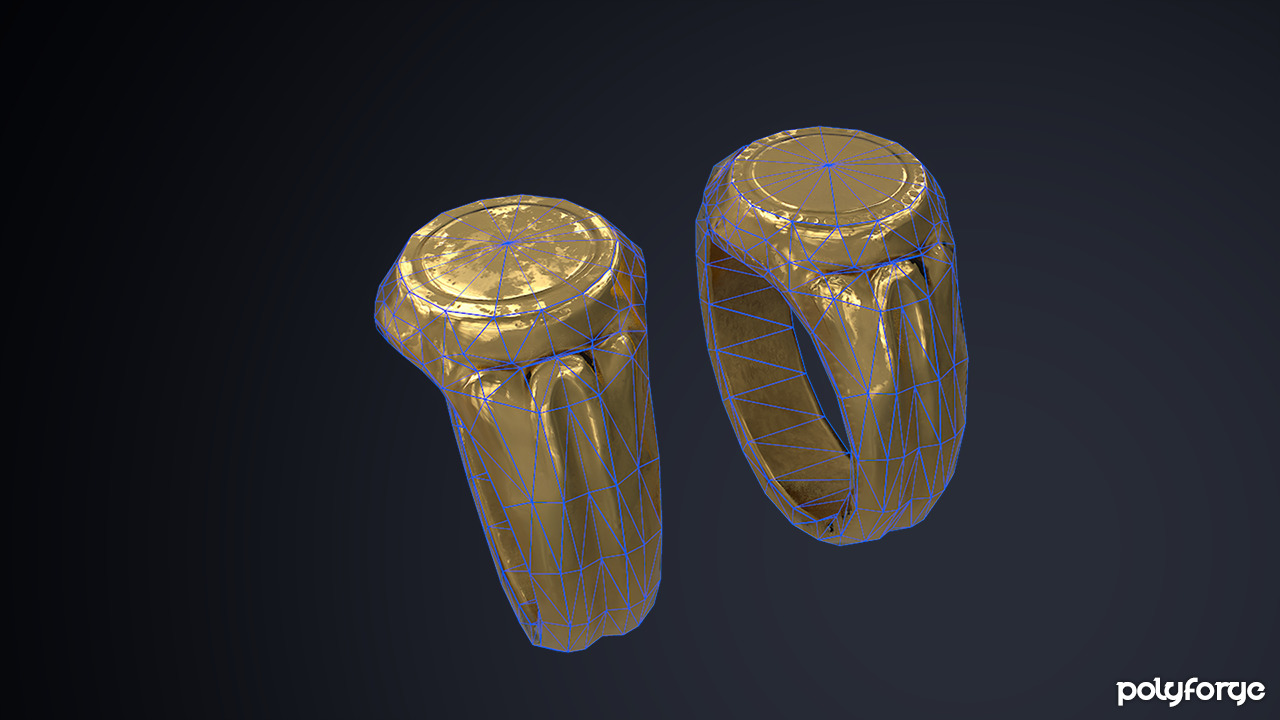 Plain Medieval Gold Merchant Rings Low-poly 3D model_3
