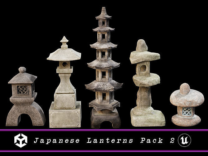 Japanese Lantern Pack 2 3D Model Collection