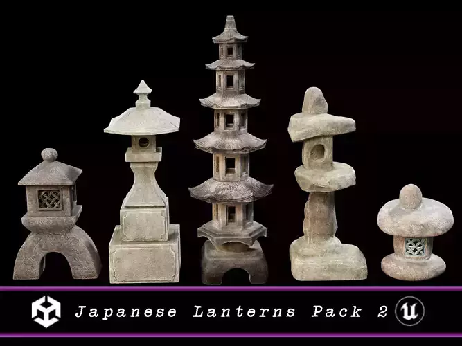 Japanese Lantern Pack 2 3D Model Collection