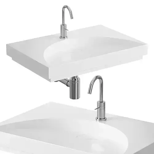 White Stone Flat Washbasin 3D model