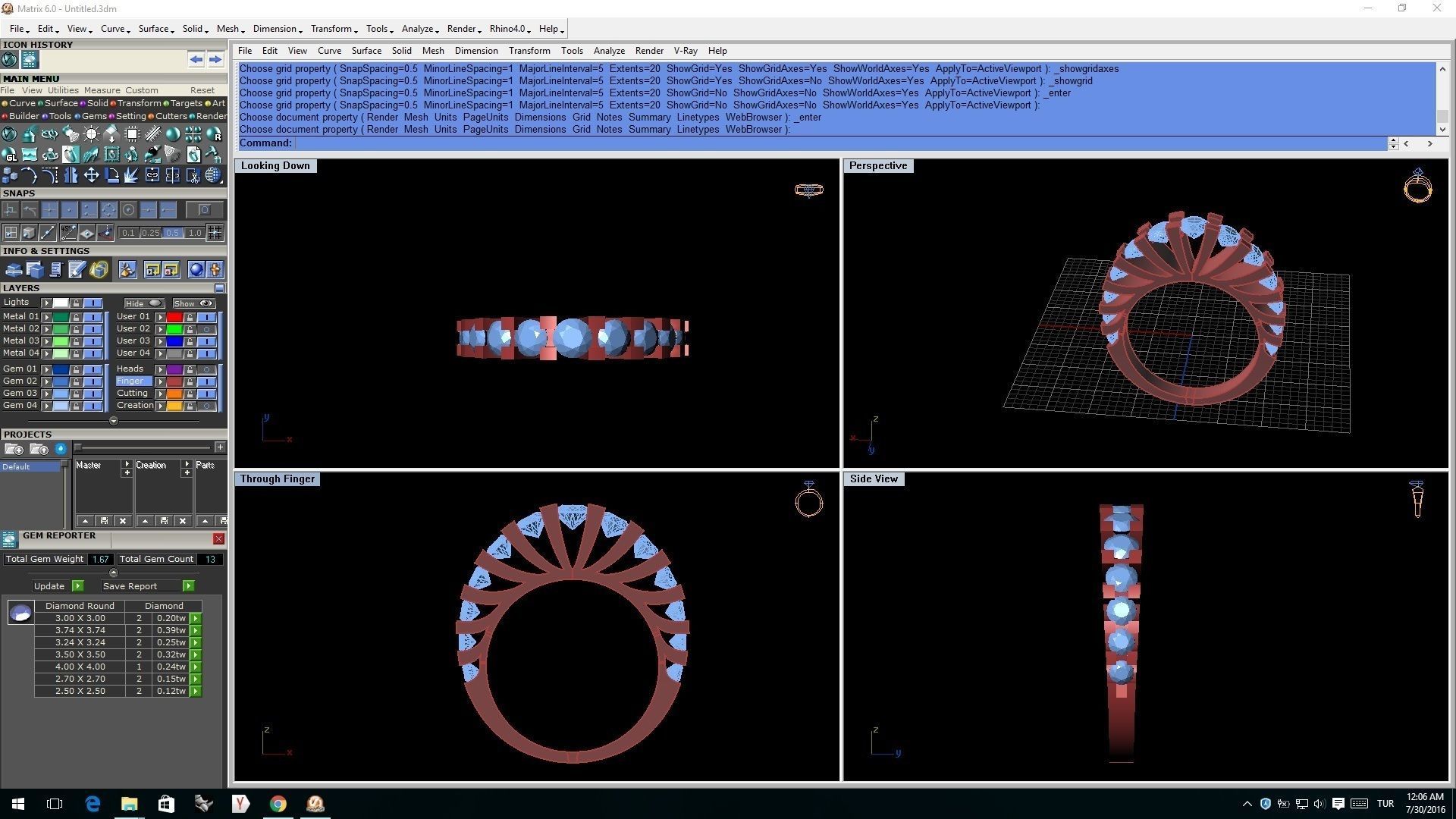 9 rings engagement ring gold with diamonds 3D print model_3