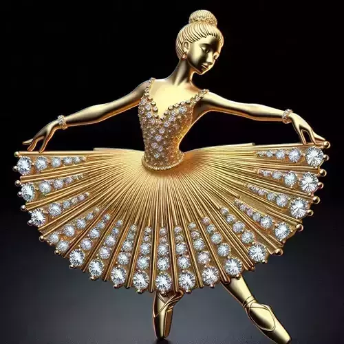 Golden Ballerina Pendant 3D Model