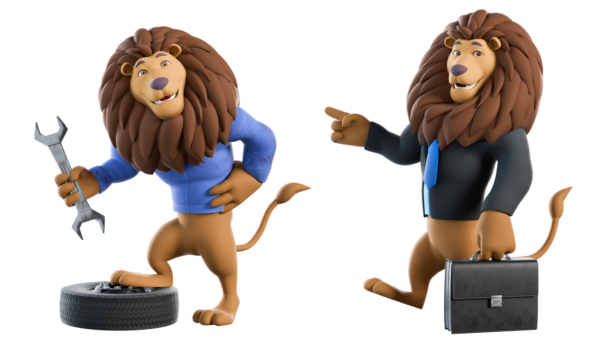 Cartoon Mascot Lion Rigged 3D model 3D model_13