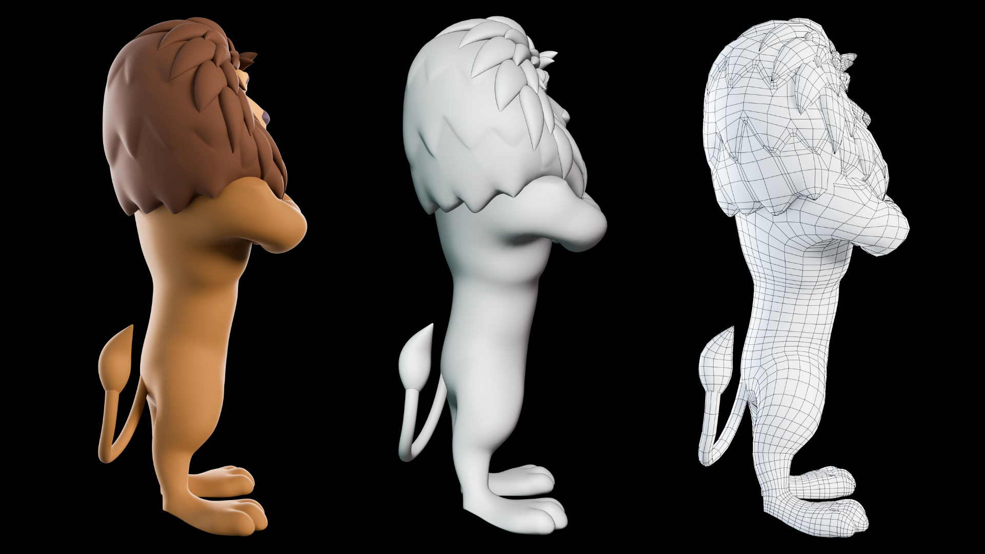Cartoon Mascot Lion Rigged 3D model 3D model_17