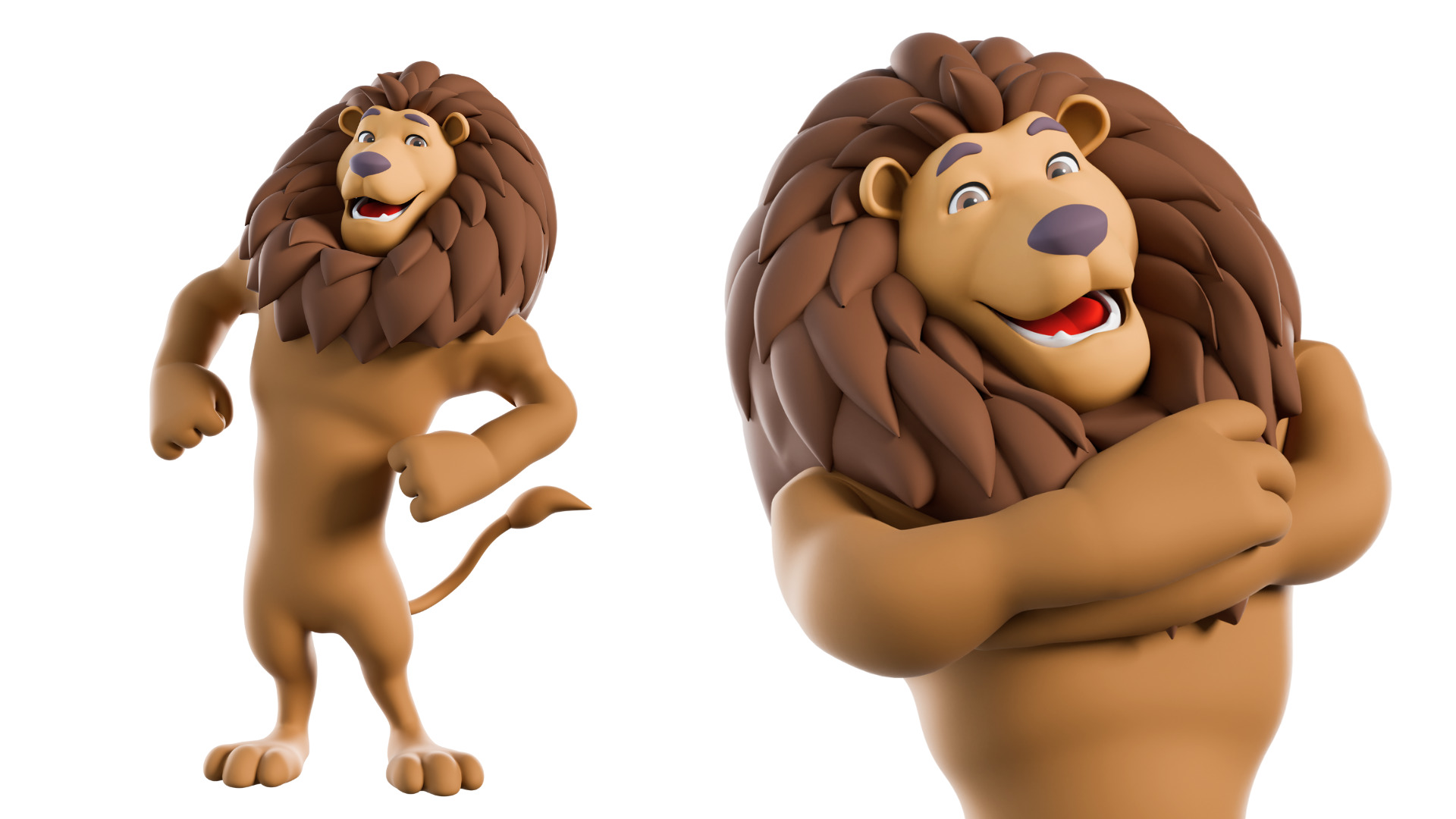 Cartoon Mascot Lion Rigged 3D model 3D model_21