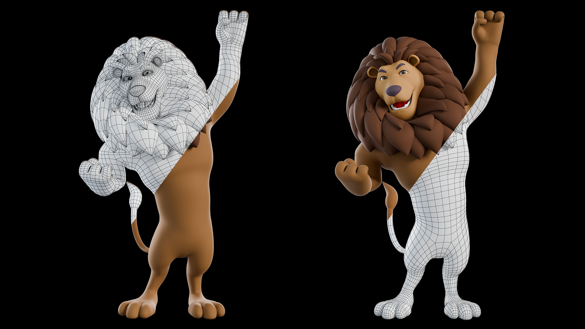 Cartoon Mascot Lion Rigged 3D model 3D model_20