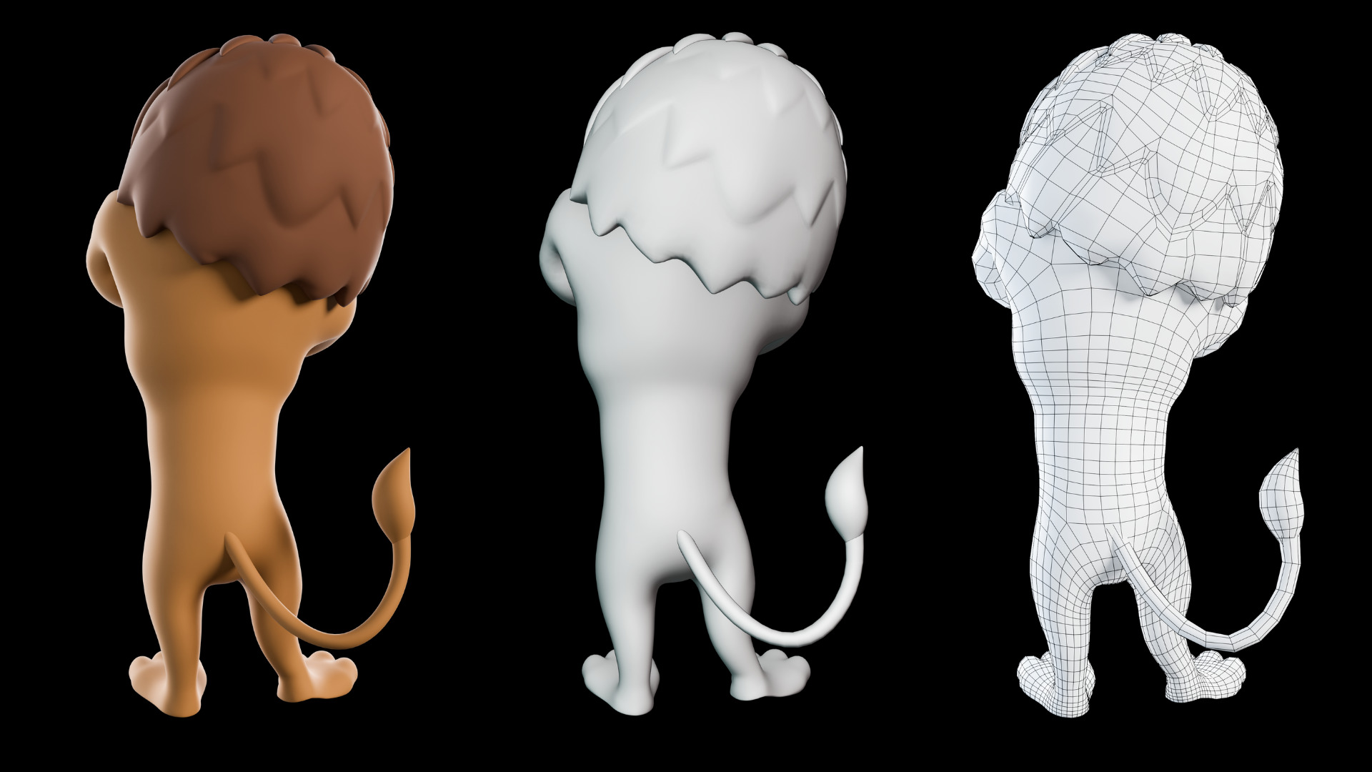 Cartoon Mascot Lion Rigged 3D model 3D model_19