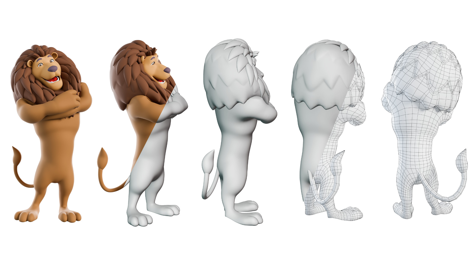 Cartoon Mascot Lion Rigged 3D model 3D model_4