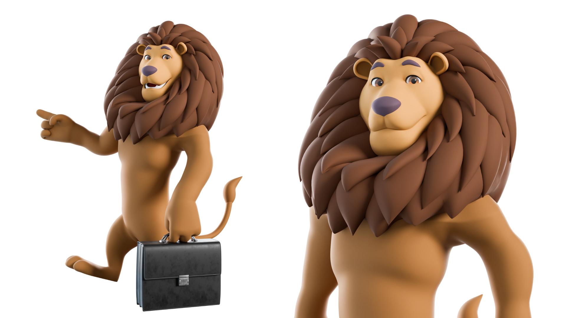 Cartoon Mascot Lion Rigged 3D model 3D model_24