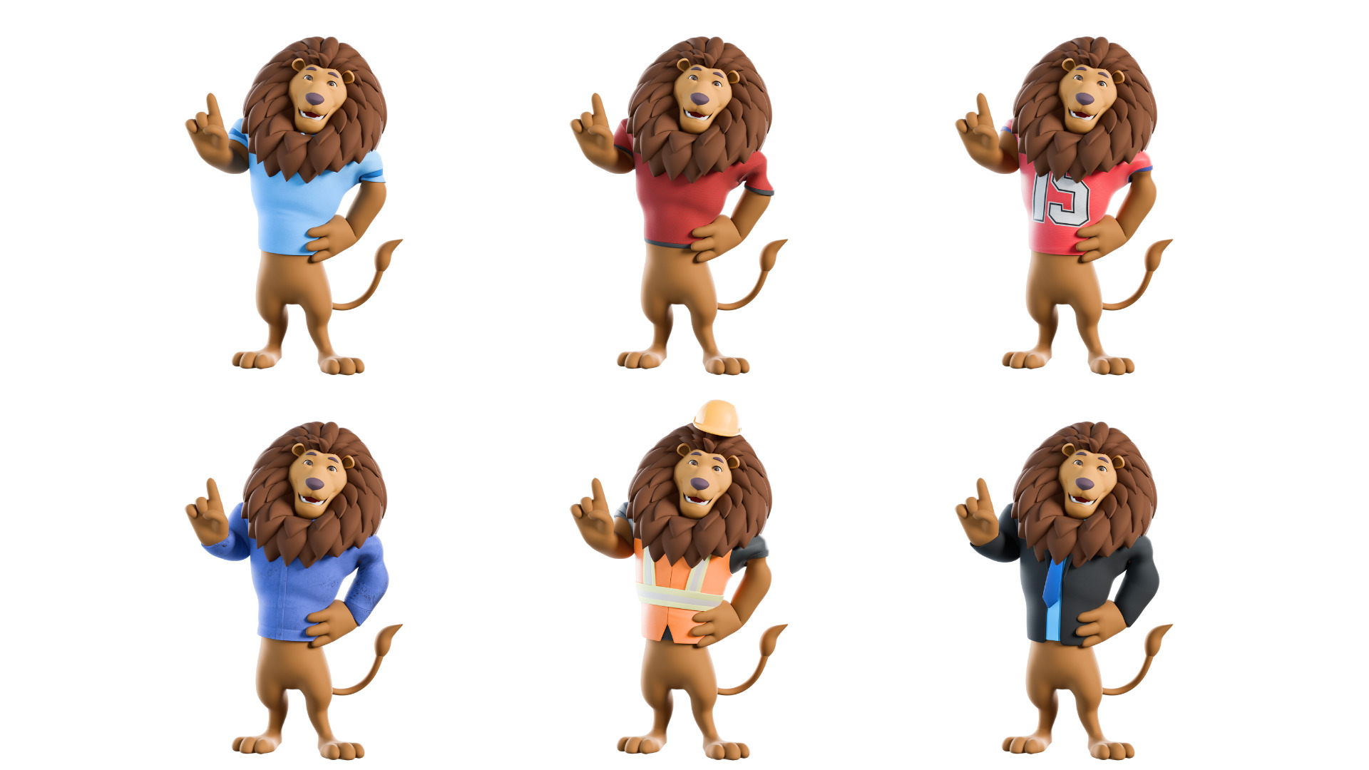 Cartoon Mascot Lion Rigged 3D model 3D model_12