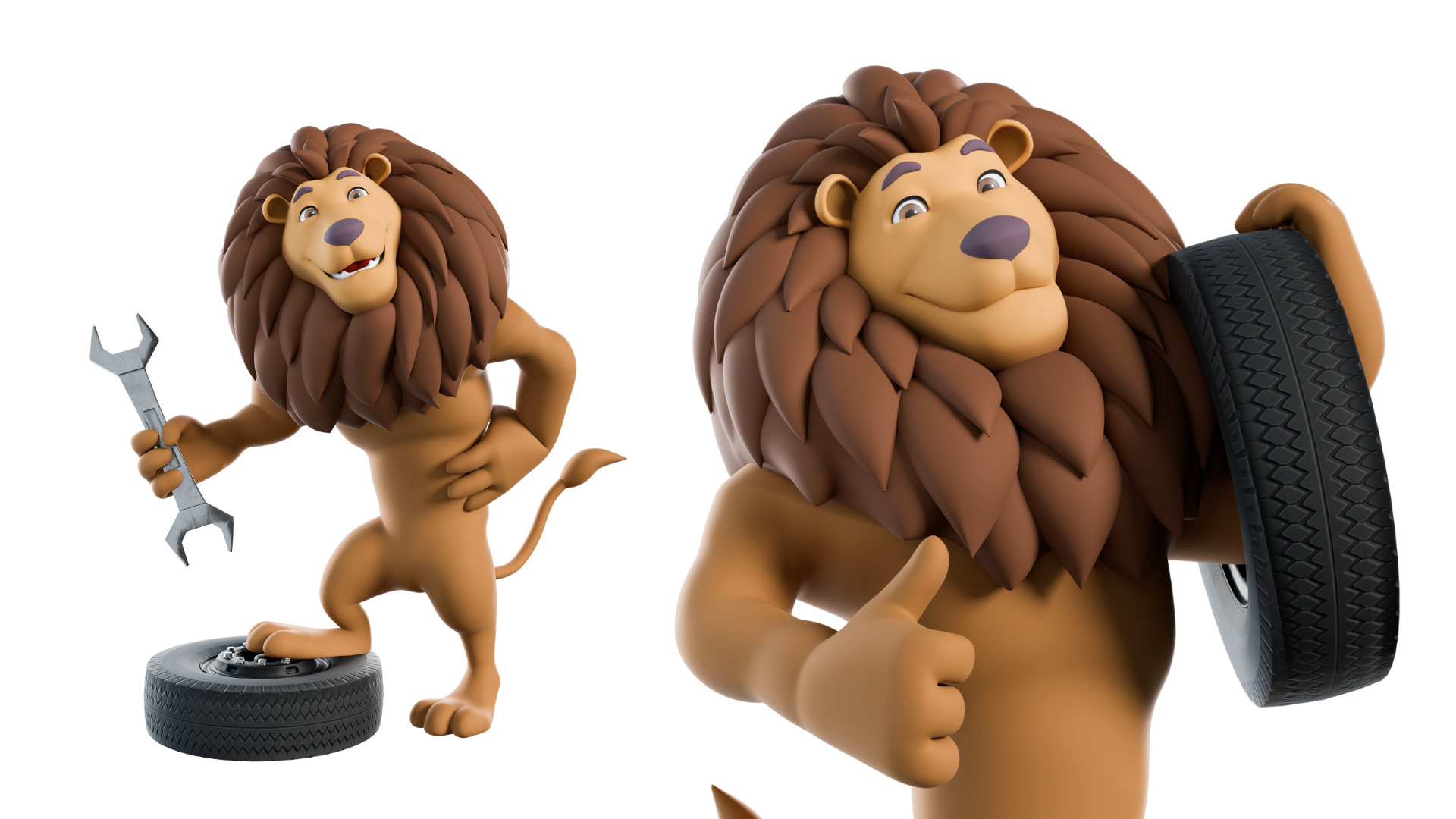 Cartoon Mascot Lion Rigged 3D model 3D model_22