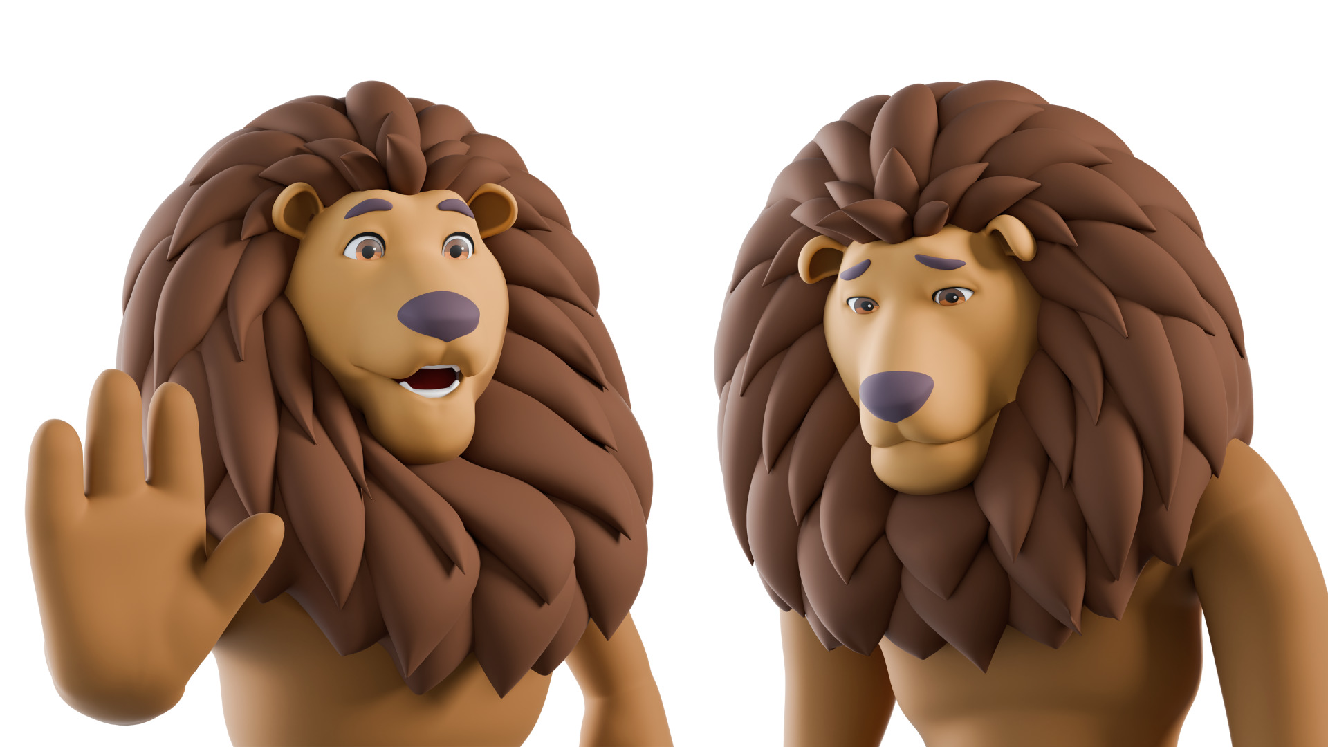 Cartoon Mascot Lion Rigged 3D model 3D model_26
