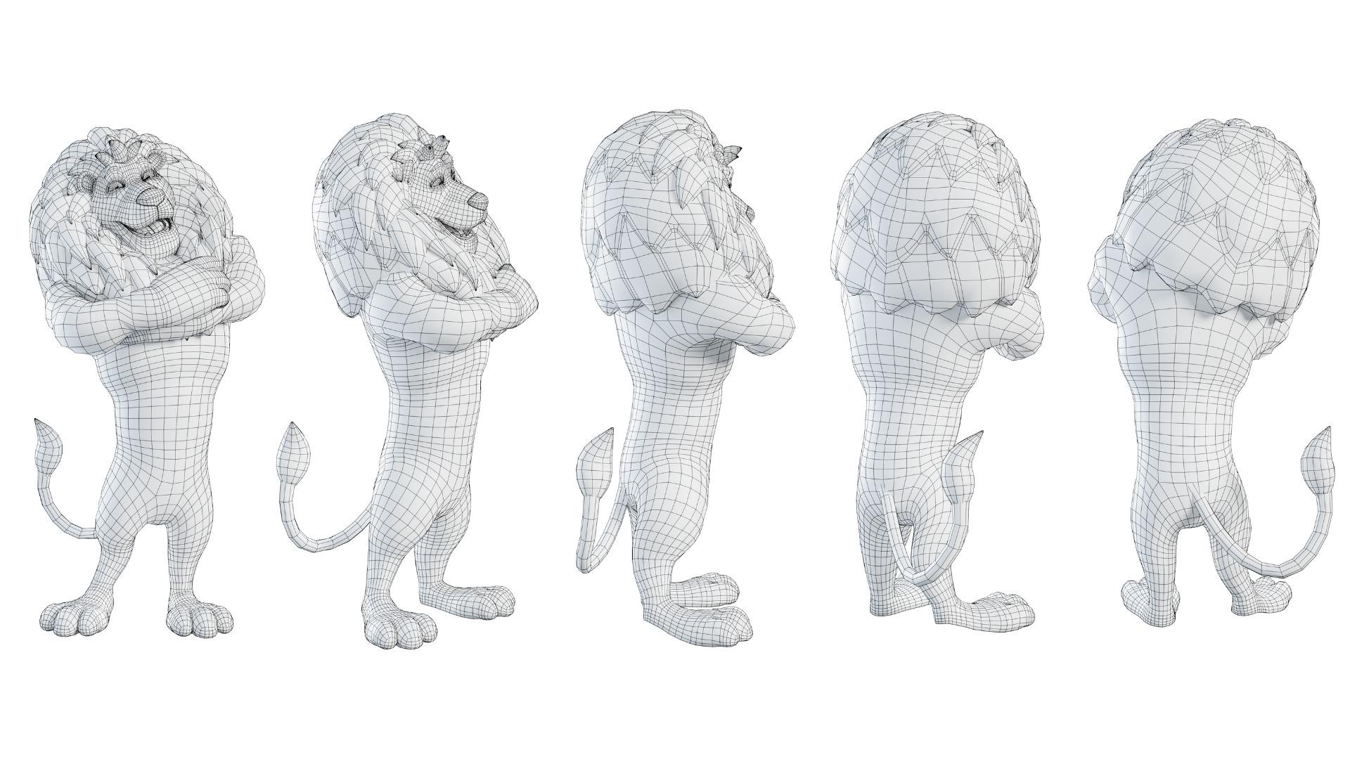 Cartoon Mascot Lion Rigged 3D model 3D model_30