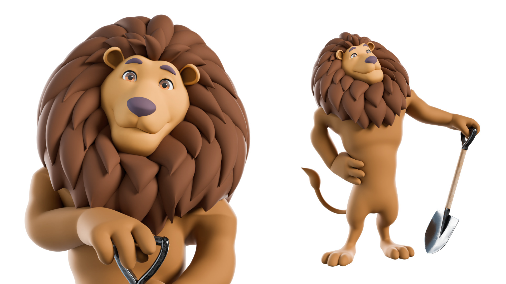 Cartoon Mascot Lion Rigged 3D model 3D model_23