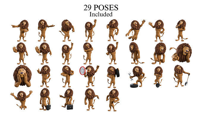 Cartoon Mascot Lion Rigged 3D model 3D model 2