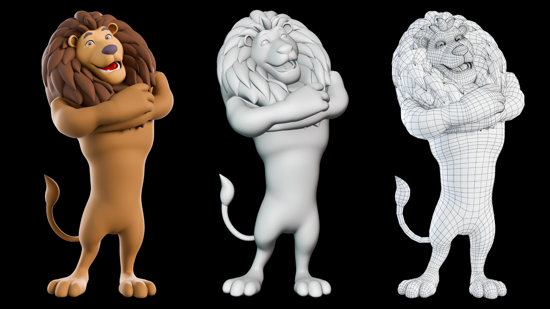 Cartoon Mascot Lion Rigged 3D model 3D model_15