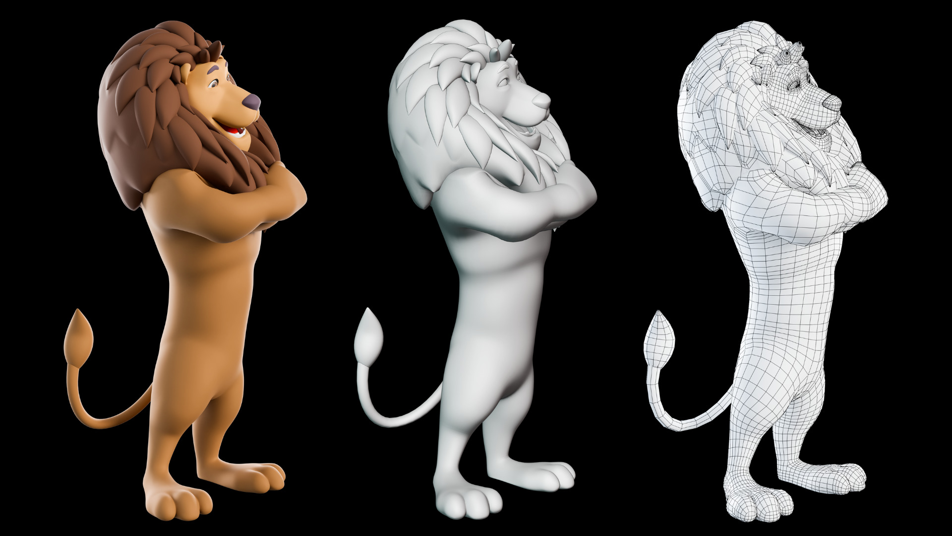Cartoon Mascot Lion Rigged 3D model 3D model_16
